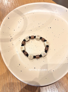 咖色小方景德镇陶瓷手串手链不掉色女新中式百搭国风饰品手饰