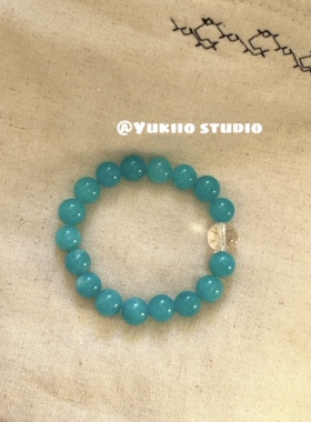 10mm高冰天河石手链女款冰种蓝绿色单圈圆珠手串通透显白送礼物