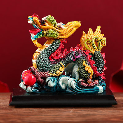 Chinese style souvenir dragon and lion porcelain Crafts gift