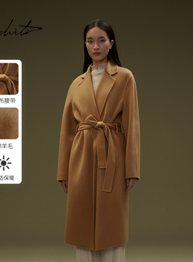 【商场同款】M.HITI锡瑅双面呢绵羊毛系带长大衣25秋冬新款F169M
