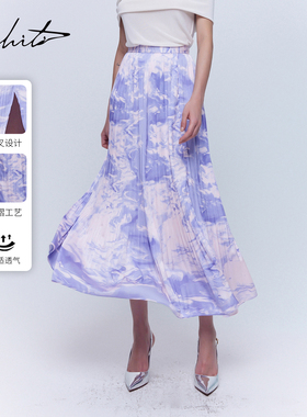 【商场同款】M.HITI锡瑅印花压褶开叉半裙25年春新款H2Q730M
