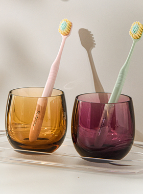PC家用洗漱杯酒店轻奢高级感耐摔刷牙杯简约情侣一对全家牙刷杯