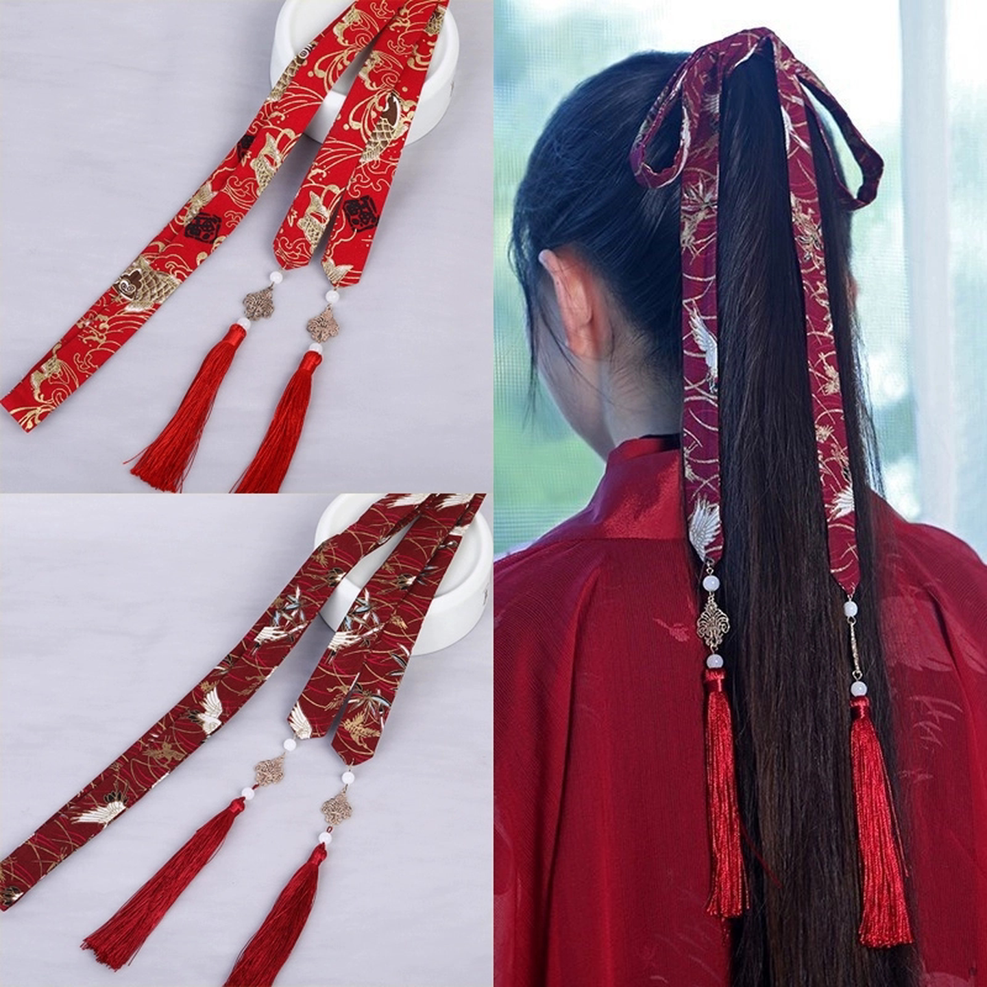 马面裙配饰儿童汉服发带古风飘带流苏束发丝带头绳古装国风头饰女