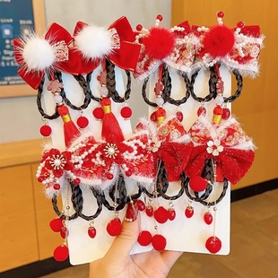 儿童汉服发饰中国风假发辫子发夹女童古风公主流苏古装新年头饰品