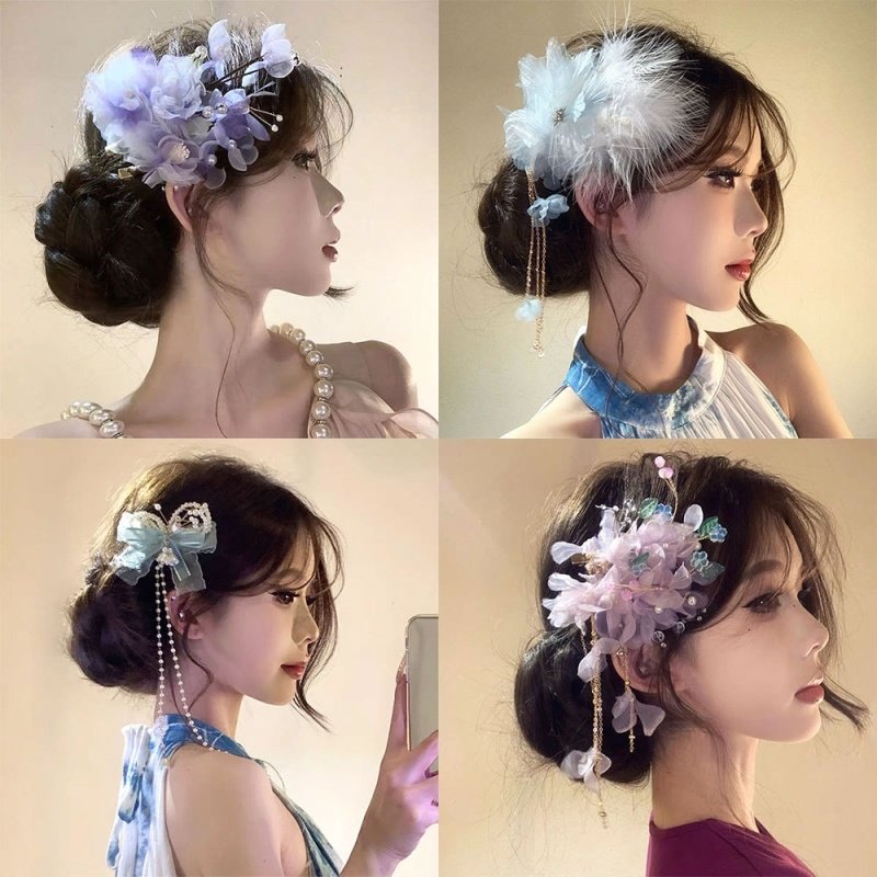紫藤之恋~绝美森系紫色花朵发夹女春季超仙氛围感头花发饰发卡子