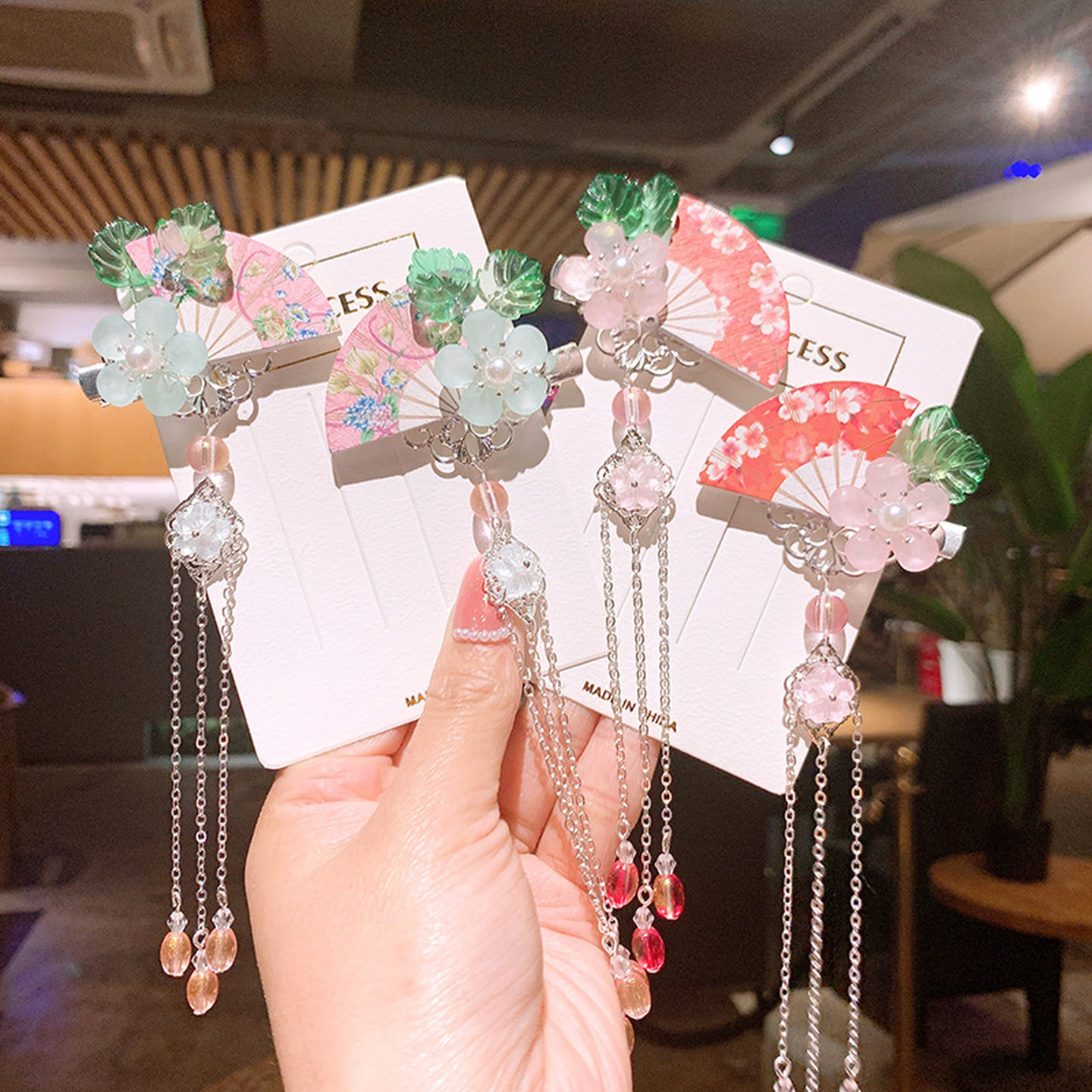 可爱汉服头饰流苏步摇发饰女孩超仙气发夹古风发夹儿童蝴蝶发卡子