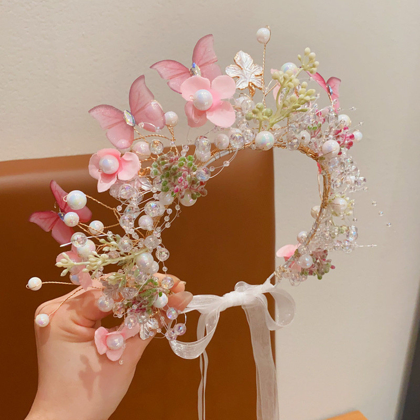 超仙美儿童头饰唯美花环头花童发饰森系女童演出主持度假腕花发箍