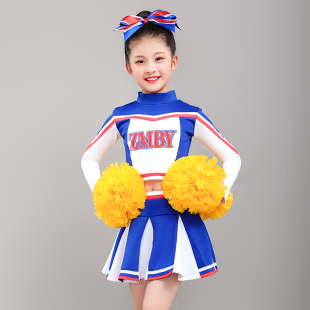 儿童啦啦操演出服长袖女童拉拉队比赛服中小学生运动会团体操服装