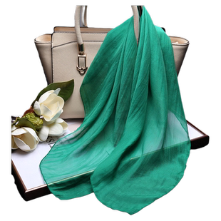 100%桑蚕丝巾轻薄款纯真丝围巾2025上档次新款素色装饰纱巾墨绿色