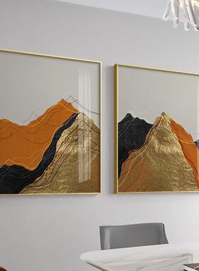 现代轻奢抽象装饰画餐厅沙发背景墙橙色玄关正方形客厅墙画壁画