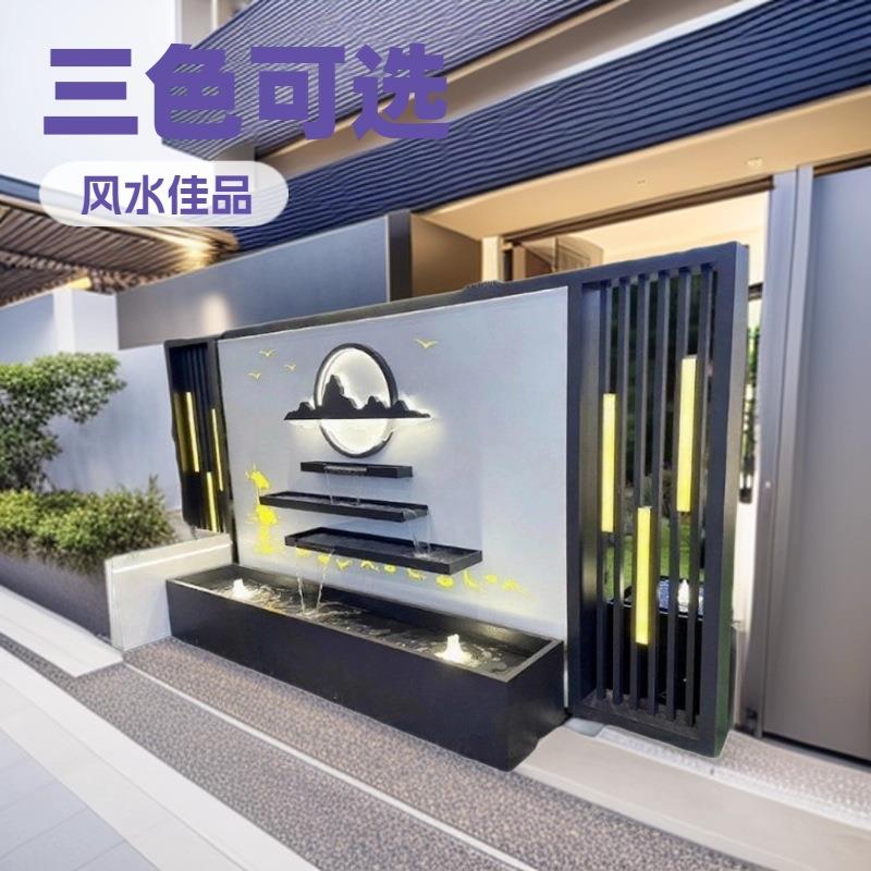 不锈钢背景墙别墅园林假山流水户外花园院子水幕墙隔断屏风景观墙