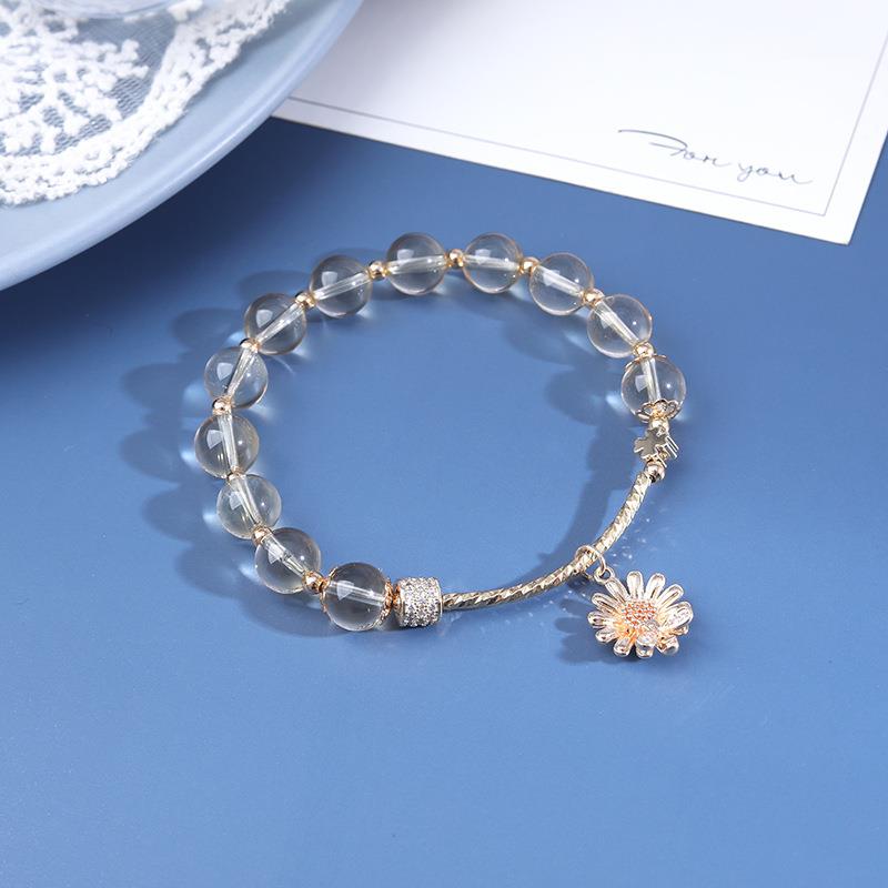 巧恩天然水晶黄水晶手链手饰饰品向日葵吊坠手串成品半成品