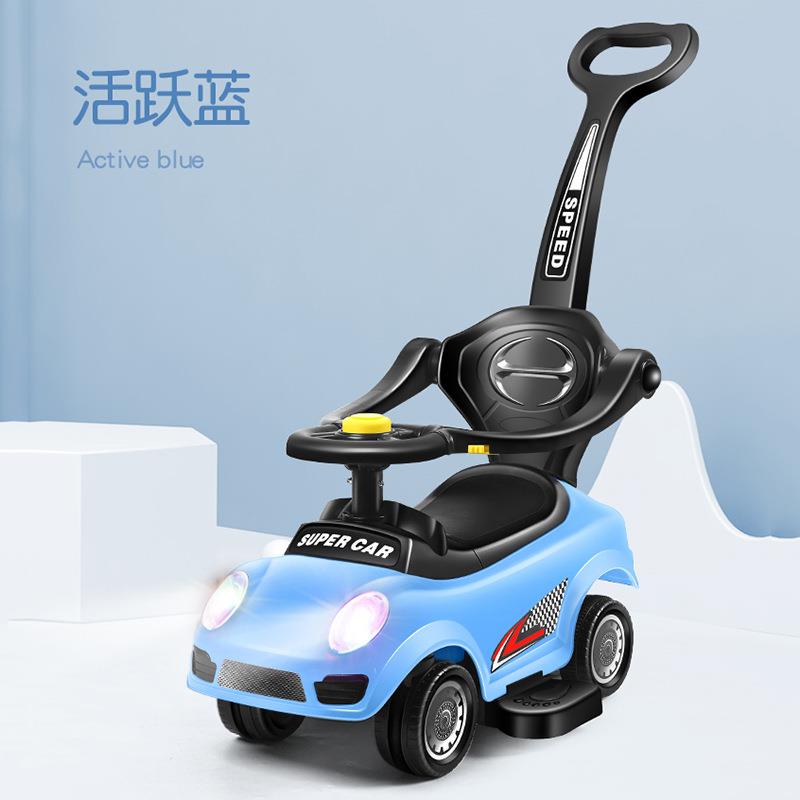新款儿童滑行车1/3岁带推把四轮宝宝推车学步车音乐灯光溜溜车