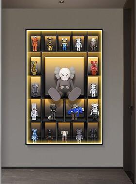 kaws现代轻奢玄关餐厅装饰画时尚暴力熊LED发光画客厅背景墙挂画
