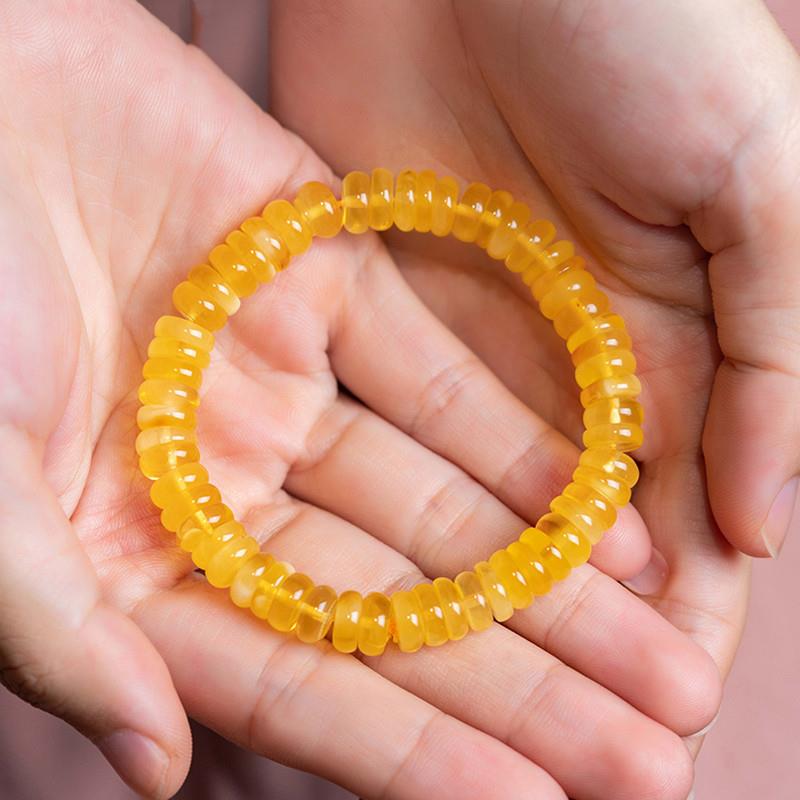 天然原矿琥珀蜜蜡大约3*7mm手串原石随形单圈男女款手链复古百搭