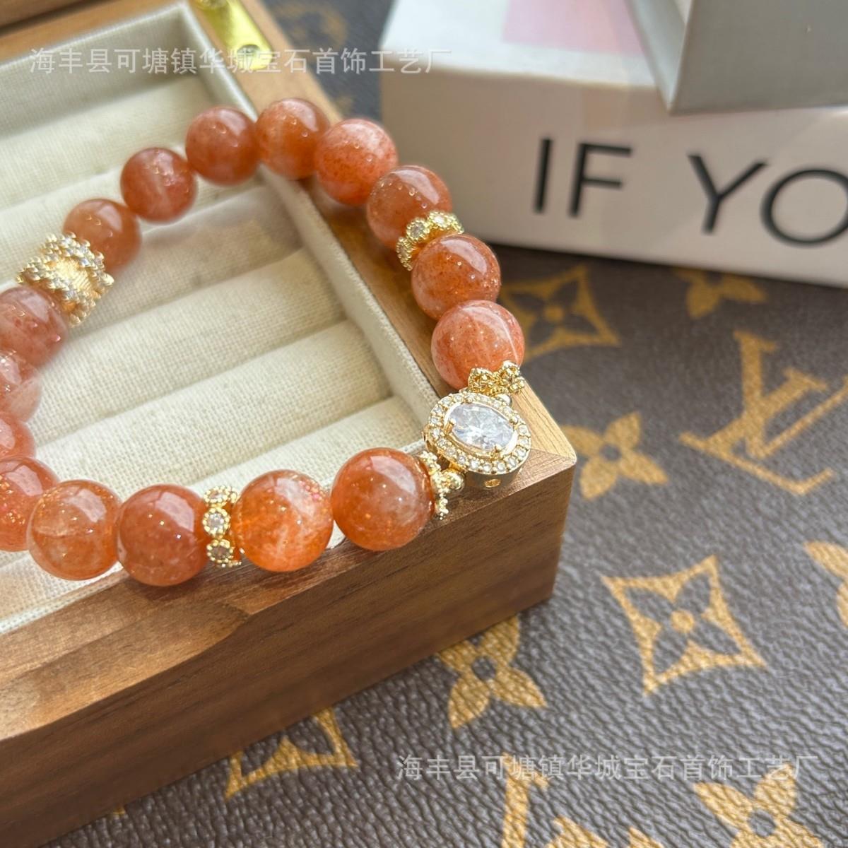 巧恩天然金太阳手链爆闪太阳石百搭设计感手串原创DIY设计
