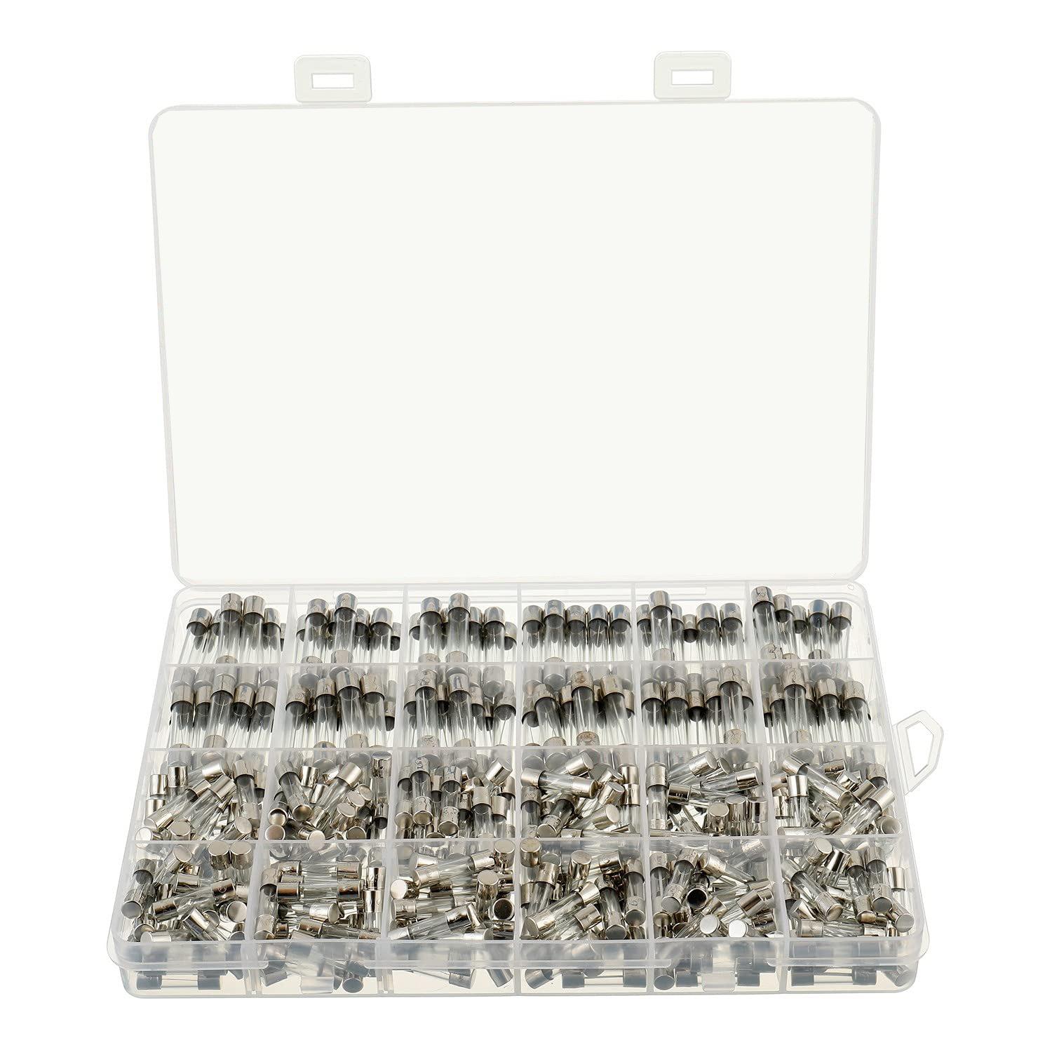 360pcs盒装玻璃保险丝组合5/6x20mm250V0.25-20A管保险丝组合套装