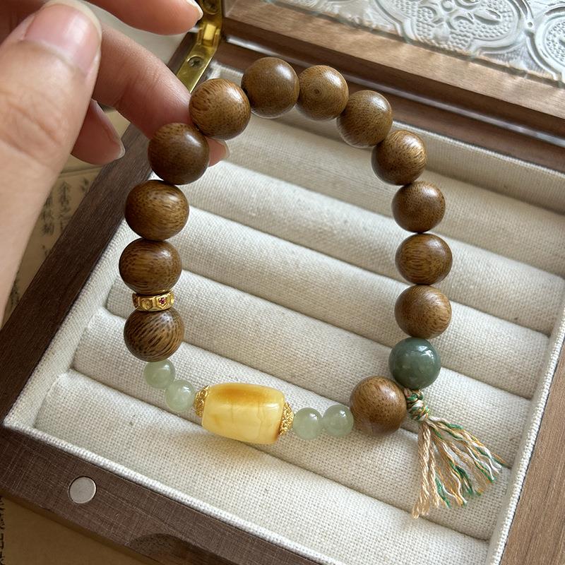 巧恩小众沉香手串天然和田玉石女生情绪稳定手链小众木作厂家