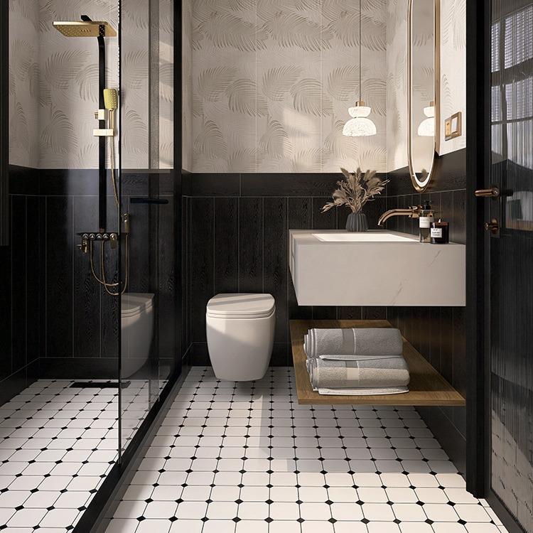 新款 法式卫生间瓷砖 网红小花砖厕所木纹墙砖浴室地砖300×300