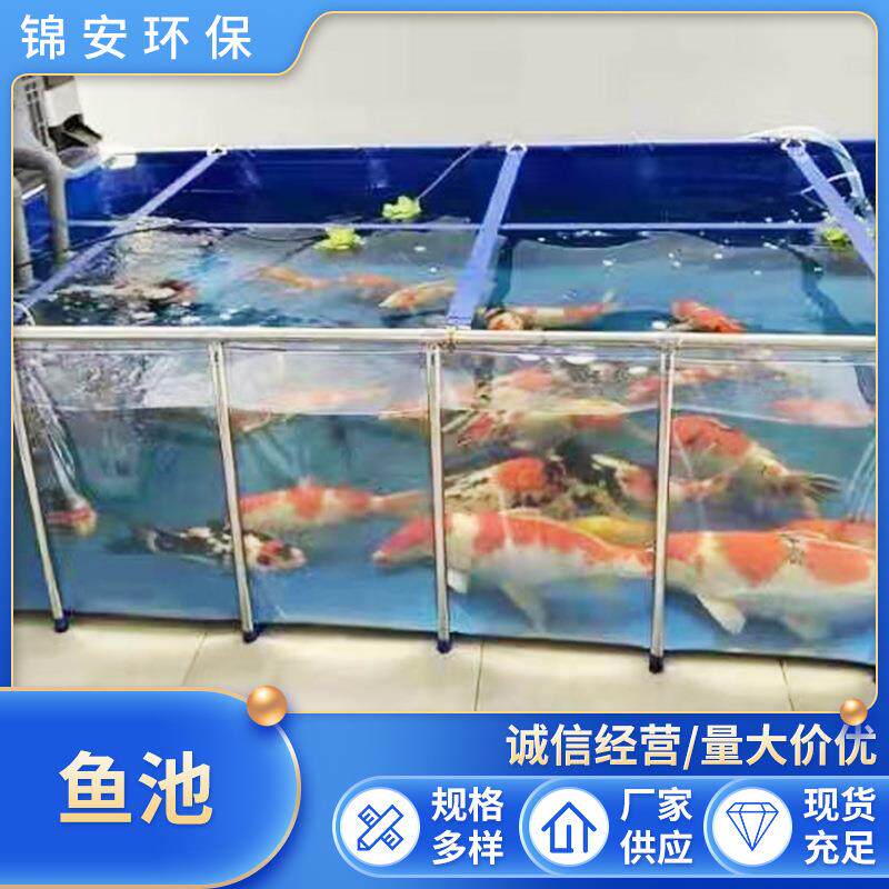 半透明帆布支架鱼池 活动支架加厚PVC 可折叠拆卸观赏鱼池虾池