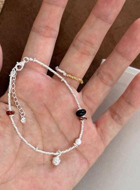 新中式S925泰银小松果天然茶晶银管手链小众设计个性高级感手饰女