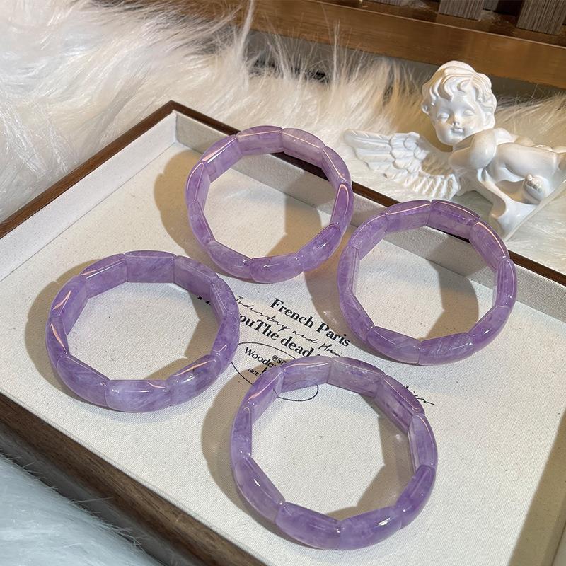 巧恩厂家天然紫玉手排紫水晶简约百搭小众手串女款送朋友礼物