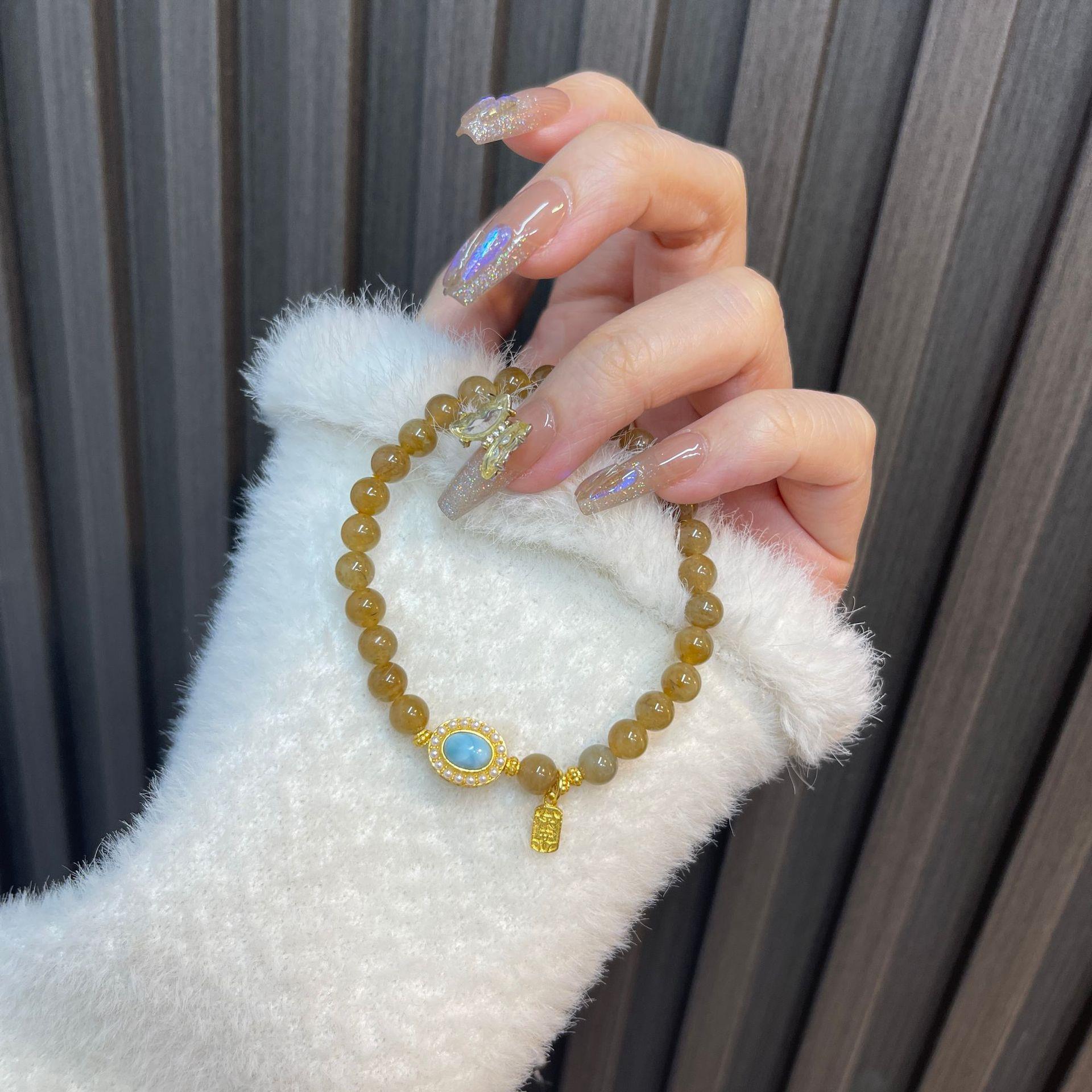 国风和田玉手链女款天然玉石S925银配饰糖玉手串古装汉服饰品