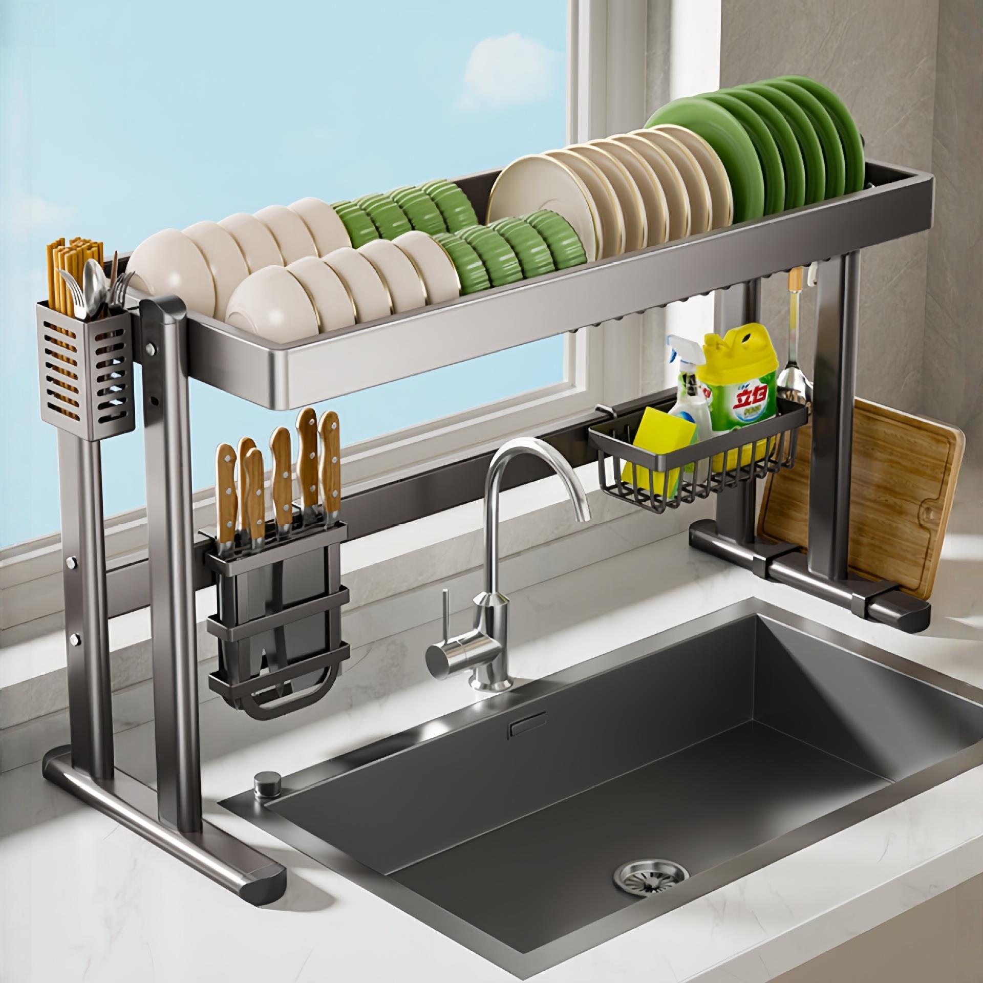 厨房水槽置物架子水池上方洗碗碟沥水台面放碗盘收纳多功能碗架子