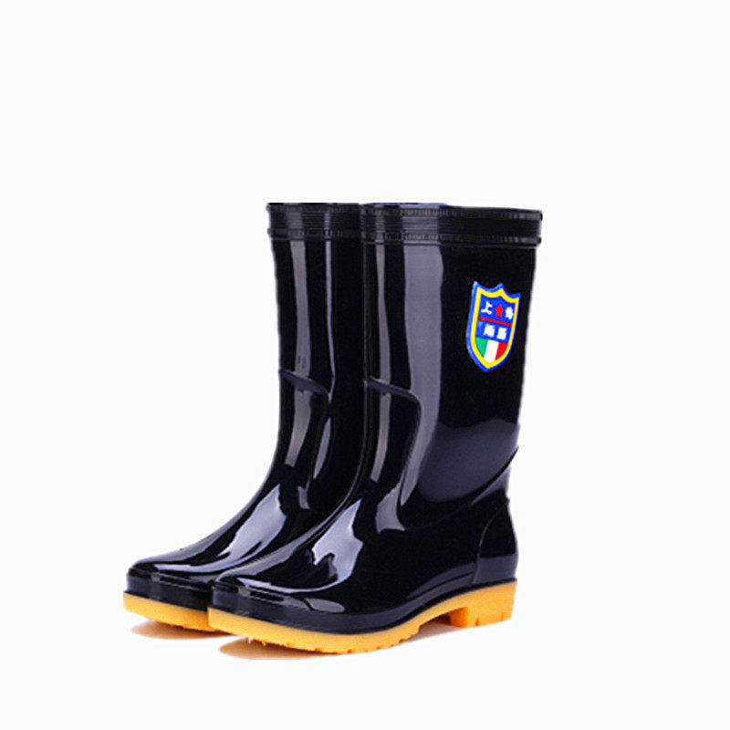 ADULT RAIN BOOTS WOMENS SHORT WATER SHOES MENS MEDIUM WATER BOOTS WATERPROOF HIGH RUBBER SHOES LONG PILE VELVET NON-SLIP WATER BOOTS