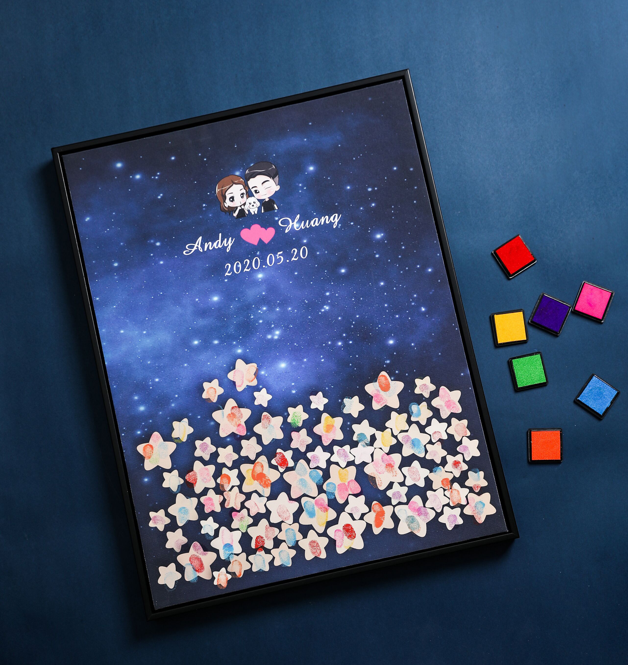 指纹树签到本婚礼树创意生日年会商务答谢会开业签到画创意签到板