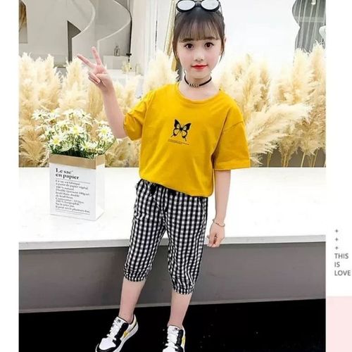 Girls' suit net red summer dress new style foreign style fashion Korean version trend big children's suit trend