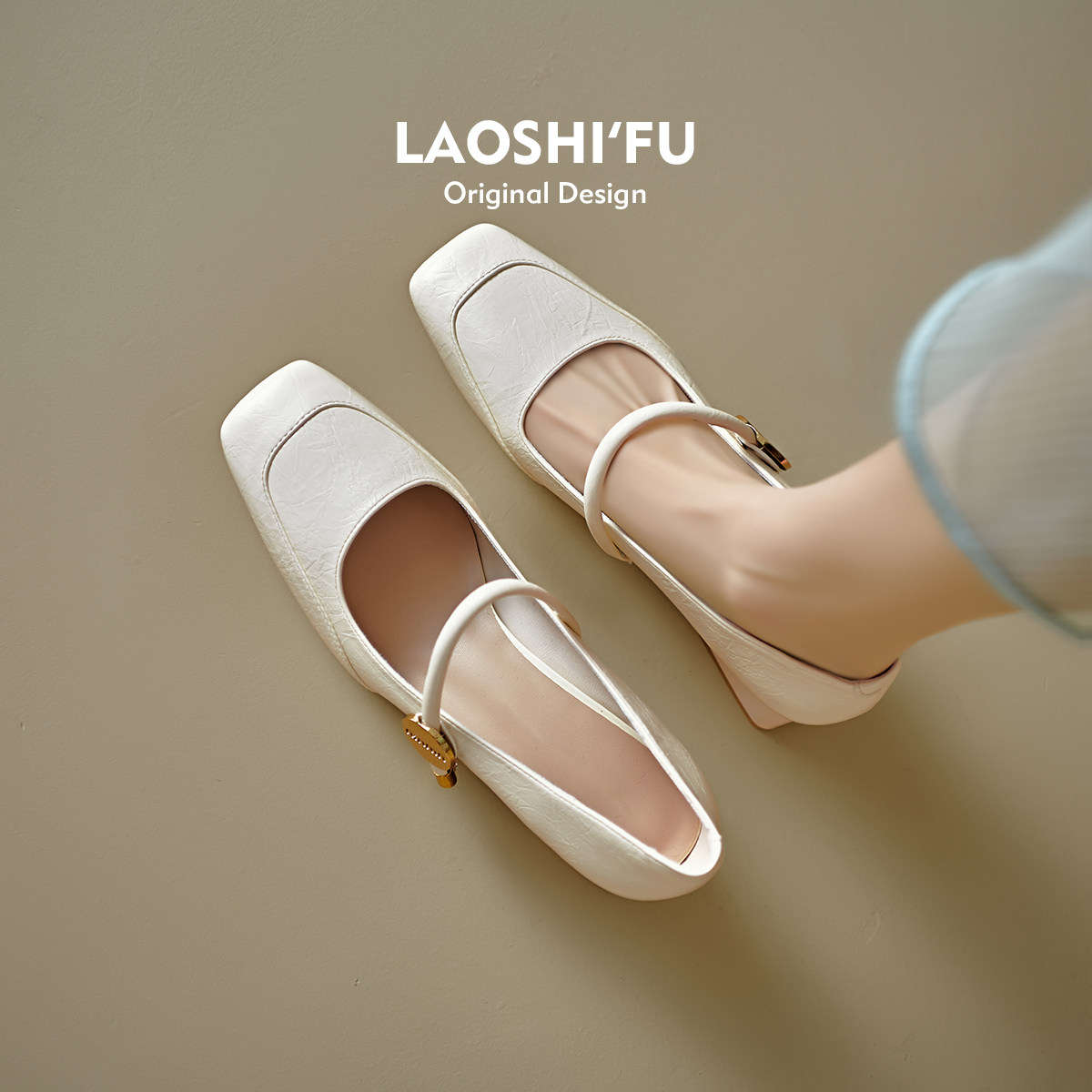 羊皮版！法式方头粗跟玛丽珍鞋女2025新款复古浅口配裙子高跟单鞋