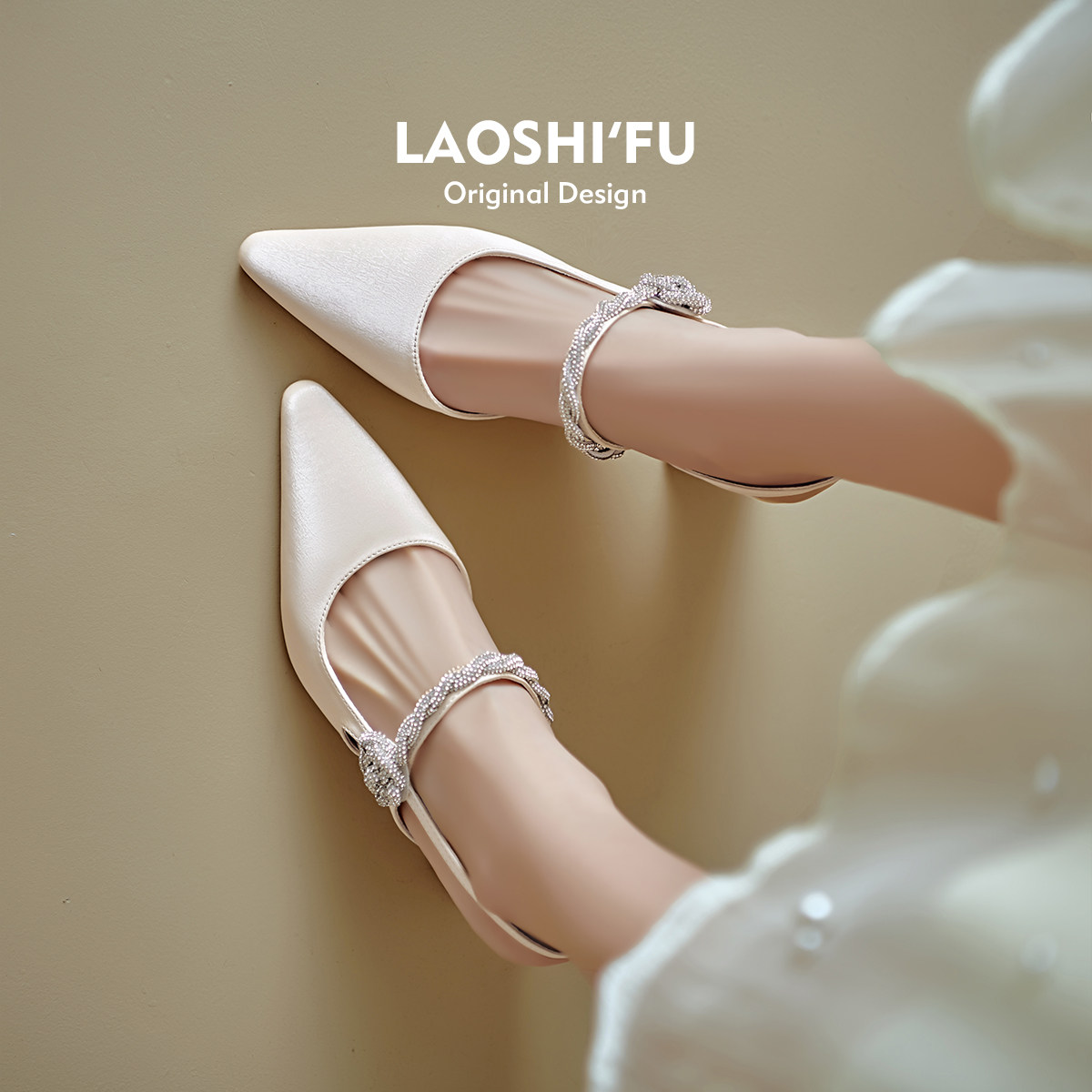 羊皮版！法式尖头粗跟包头凉鞋女2025新款夏季后空玛丽珍高跟单鞋