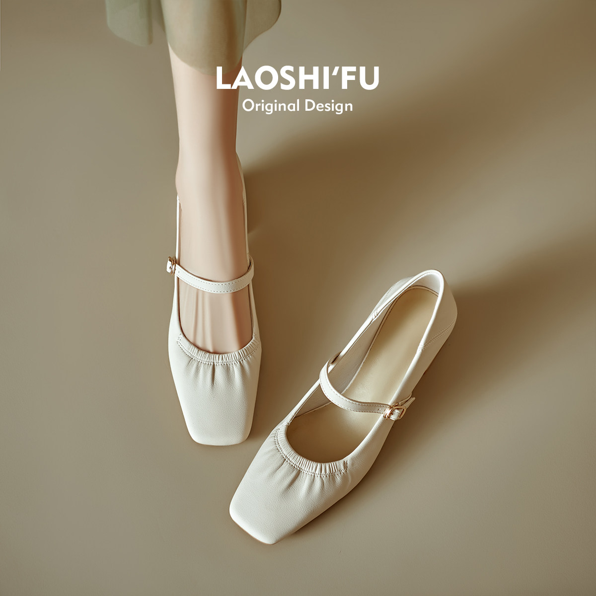 羊皮版！法式方头粗跟单鞋女2025春季新款高跟鞋温柔中跟玛丽珍鞋