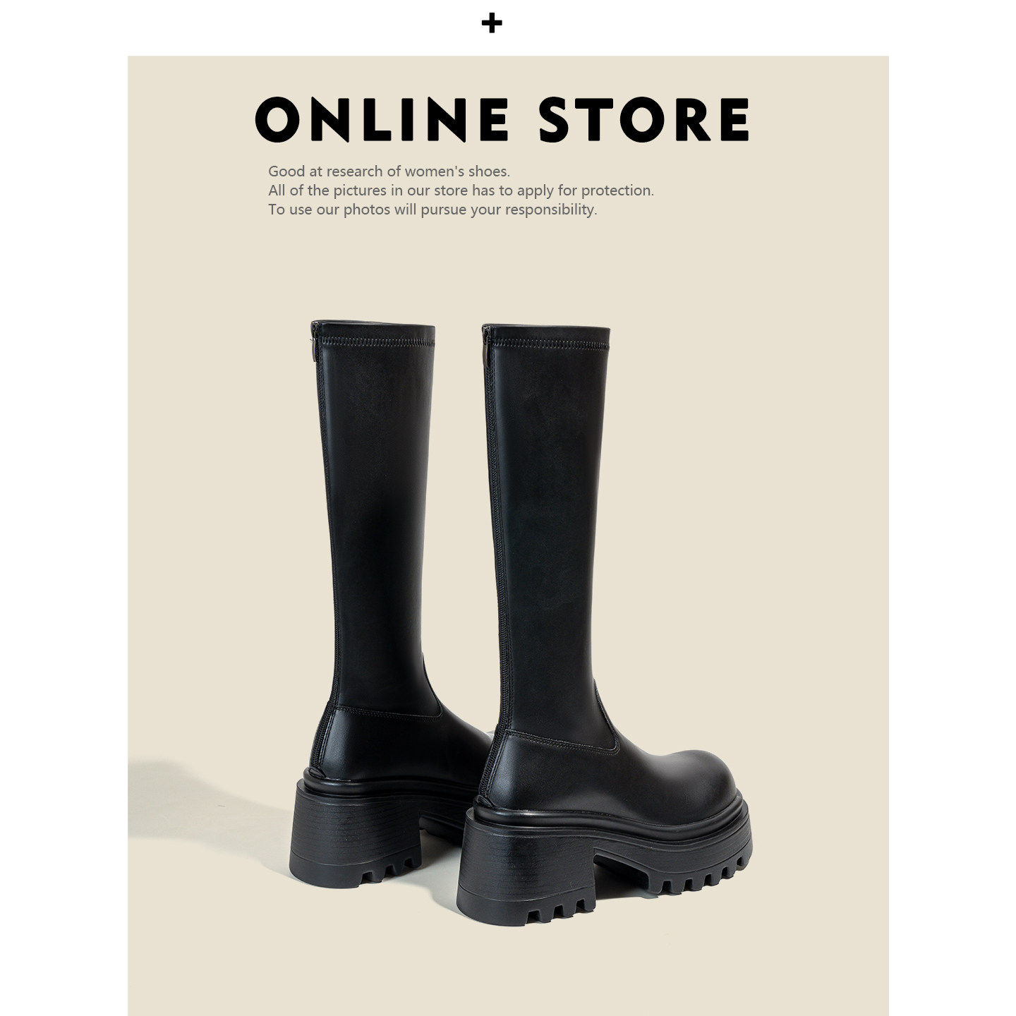 老师傅手工定制真皮厚底长筒靴女弹力瘦瘦靴粗跟长靴子高筒骑士靴