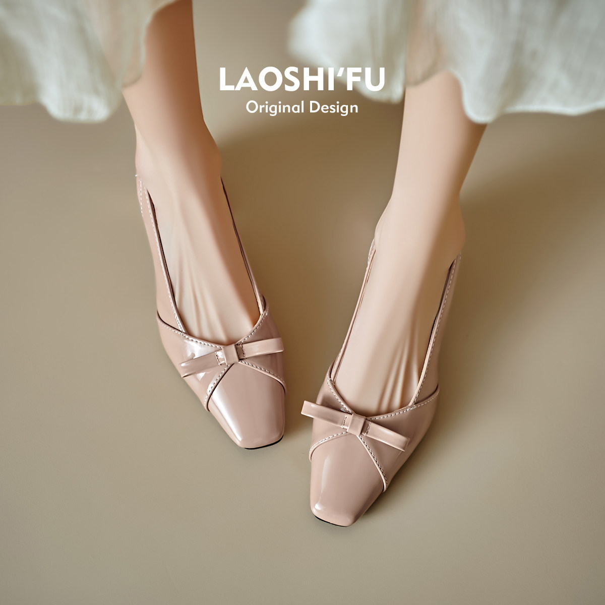 羊皮版！法式蝴蝶结粗跟包头凉鞋女夏季新款仙女风温柔配裙子单鞋