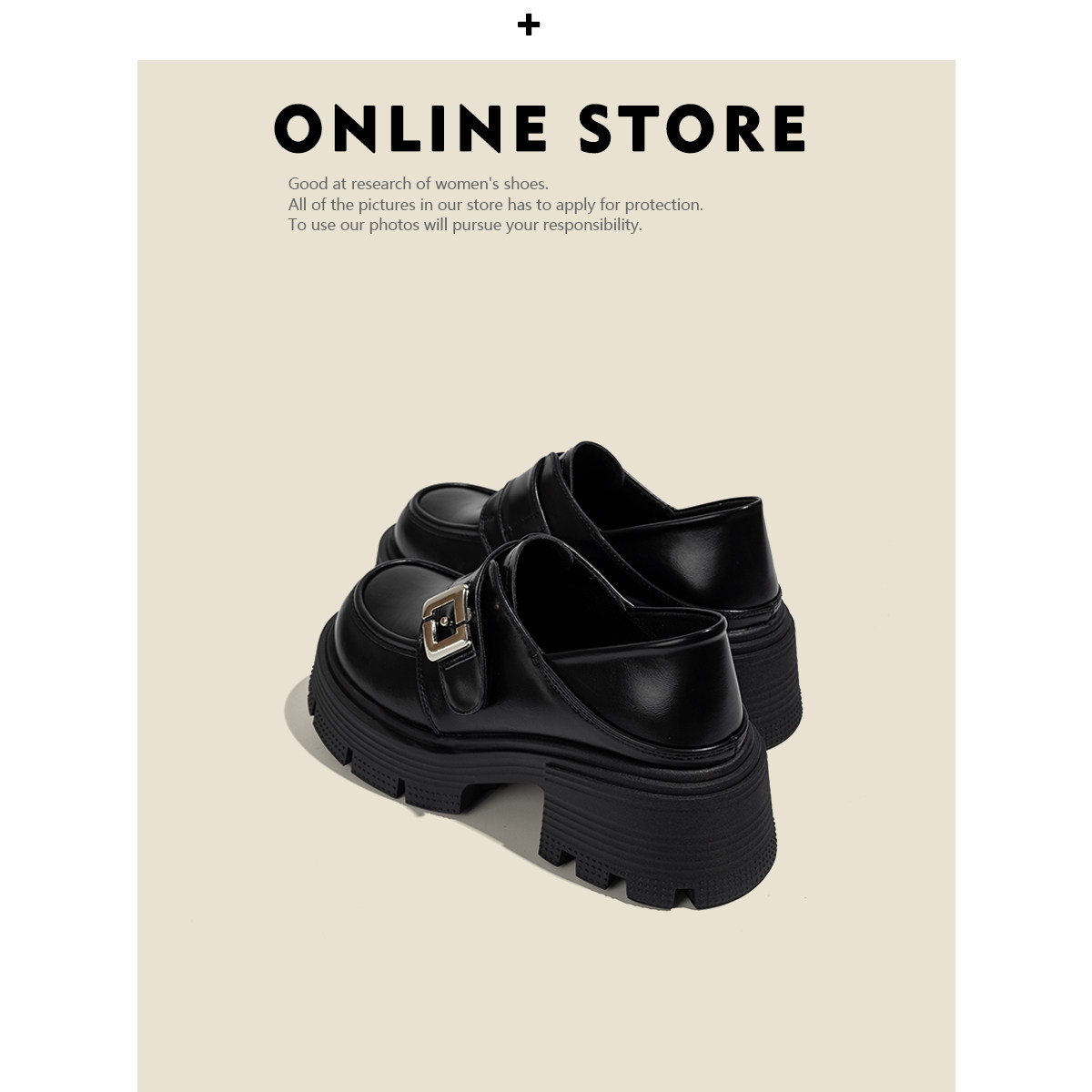 老师傅手工定制真皮厚底小皮鞋女英伦风皮带扣乐福鞋黑色百搭单鞋