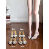 女25夏季 新款 后空水钻细高跟鞋 米西家尖头PVC透明凉鞋 宴会礼服鞋