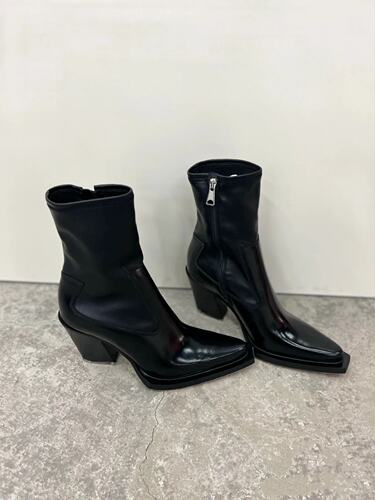 粗跟超千中桶筒坡跟切尔西靴