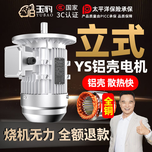 YS铝壳电机0.37/0.55/0.75/1.1/1.5/2.2KW三相异步电动机380V全铜