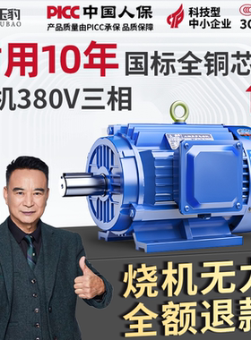 玉豹全铜三相异步电动机15/18.5/22/30/37/45/55KW千瓦电机380V
