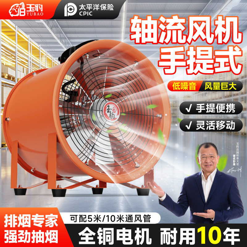 手提式轴流风机强力排风扇220V移动式抽风鼓风机高速工业通风设备