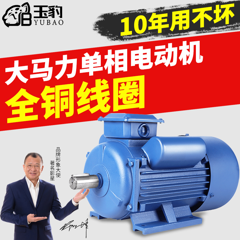 大马力单相纯铜电机小型两相异步马达电动机0.75/1.1/1.5/2.2/3KW