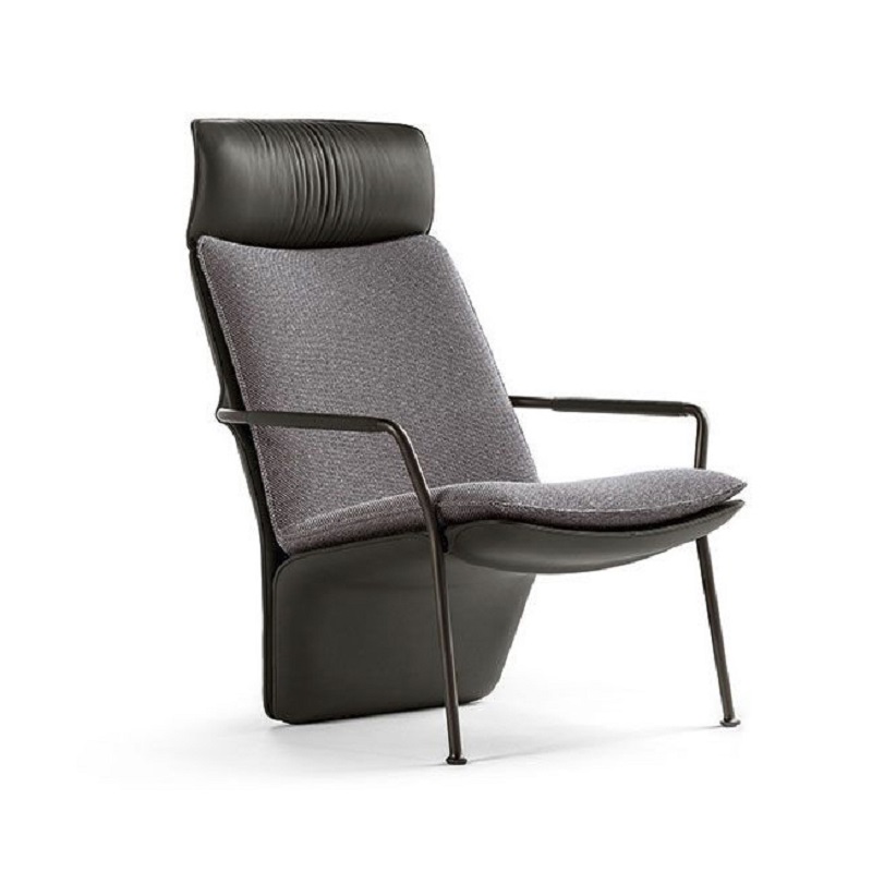 简艺Arabesque Lounge Chair异型皮质单人休闲椅带脚踏懒人沙发椅