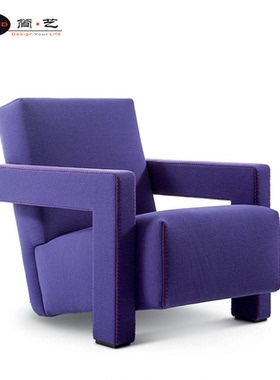 简艺意大利轻奢风格布艺沙发椅637UTRECHT CHAIR几何造型设计师椅
