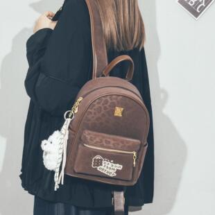 Daben Widod质感豹纹小双肩包复古时尚学生逛街书包旅游通勤背包