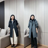 风衣外套 宽松长款 丽 城1091连帽大版