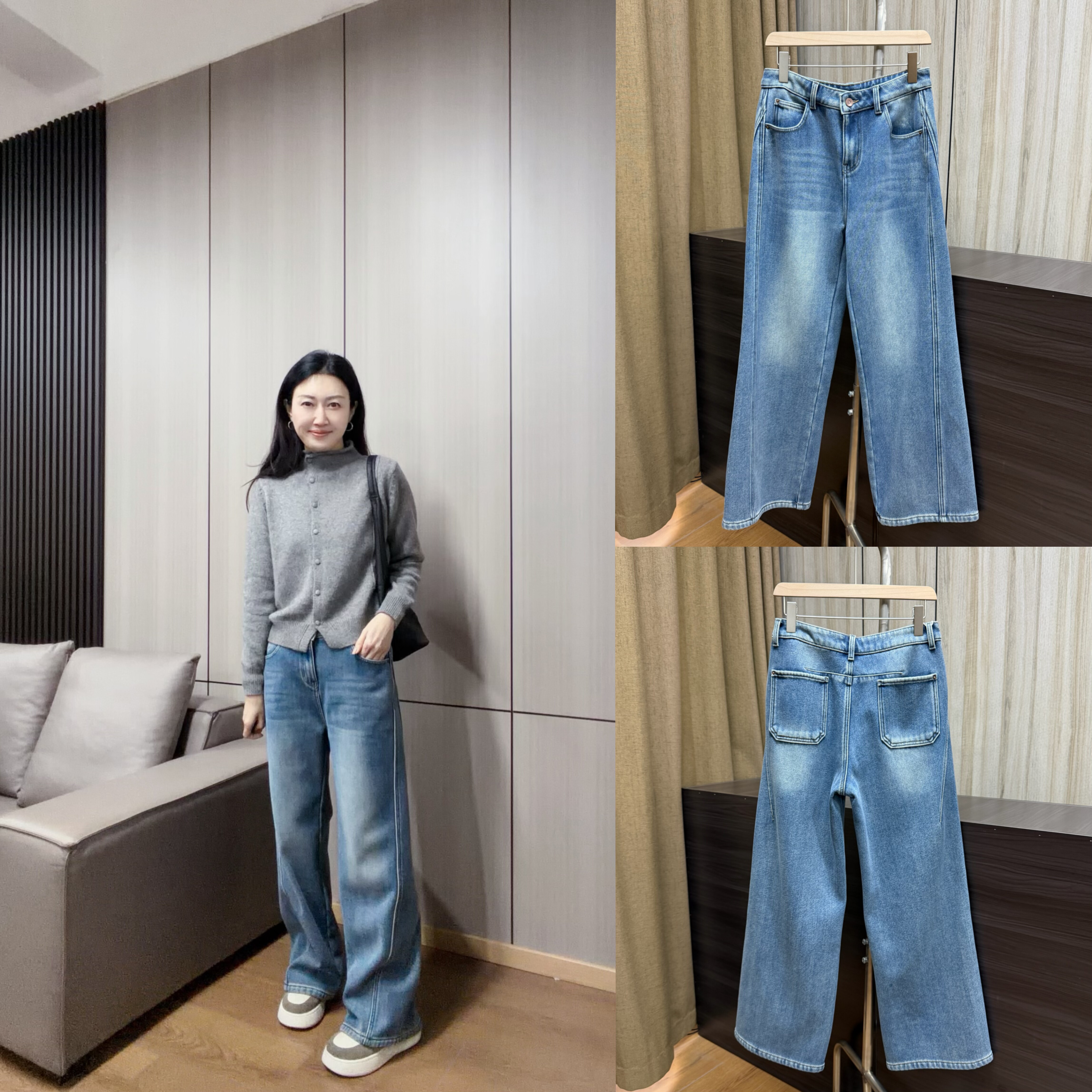 丽的城98802复合绒蓝色直筒牛仔裤,女装/女士精品,牛仔裤,淘宝优惠券,粉丝福利购,淘宝优惠卷