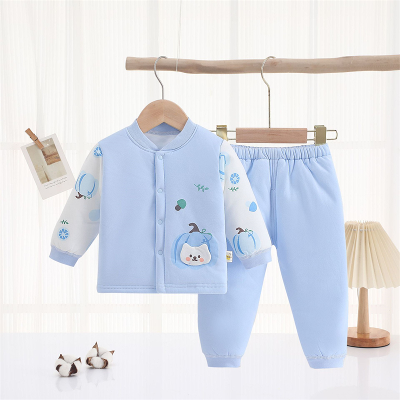 秋冬季男女宝宝纯棉棉衣套装中厚