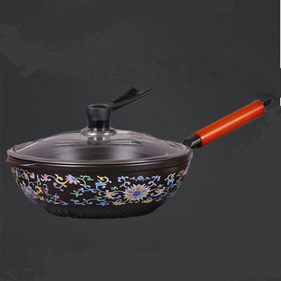 景德镇陶瓷炒锅煎锅不易粘少油烟无涂层健康养生纯陶瓷锅明火适用